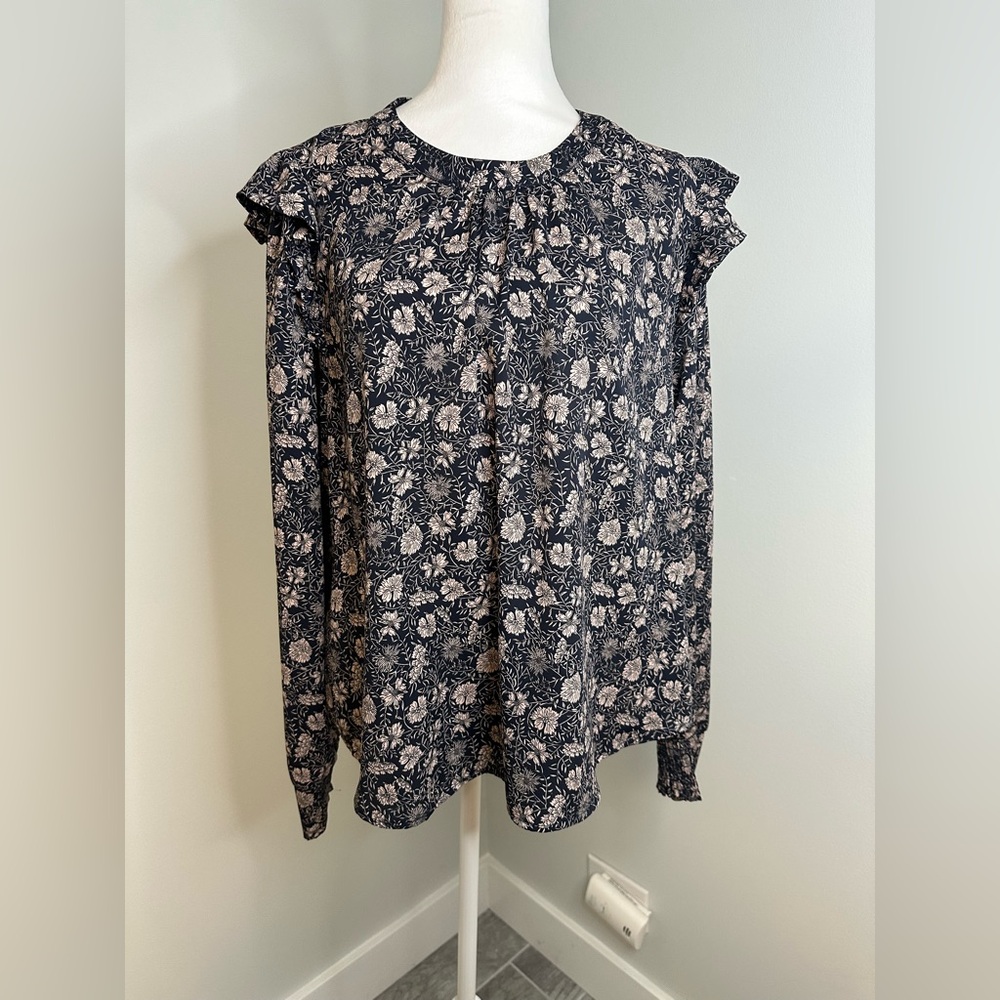 EVEREVE  Floral Boho  Cottagecore  Ruffle Blouse Top Size Large
